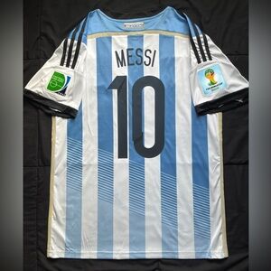 Messi #10 Argentina Retro Medium Soccer Jersey Football Kit 2014
